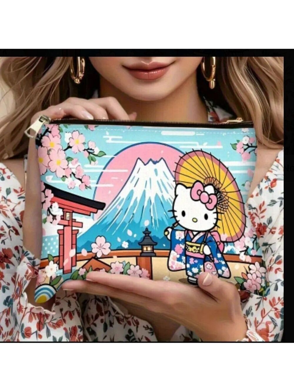 Hello Kitty Sakura Cosmetic Bag - Pink and Blue